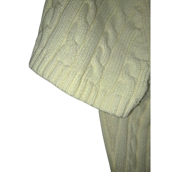 L.L. Bean Womens Small Short Sleeve Cardigan Sweater Cream Cable Knit Button - Picture 3 of 6